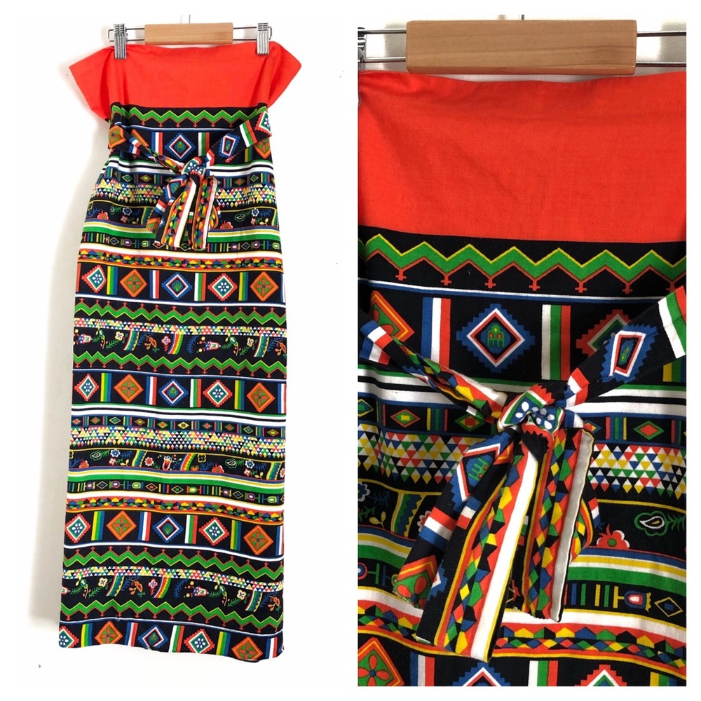 Vintage Scandinavian Print Kitchen Apron with Tie